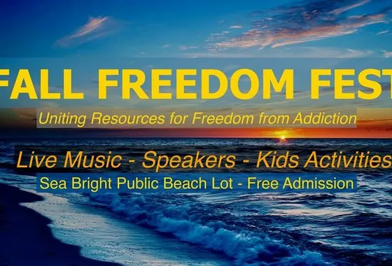 Fall Freedom Festival banner on the Sea Bright beach lot